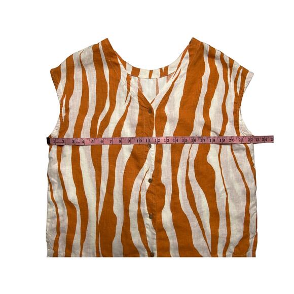 Rachel Zoe Zebra Stripe Linen Pant Set Orange White Top L Pants S India - Picture 7 of 16